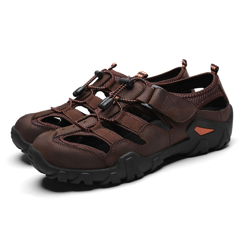 Mens Summer Hiking Sandals Outdoor Close Toe Beach Shoes Breathable Non Slip Water Shoes Aqua Sandalias Treking Male