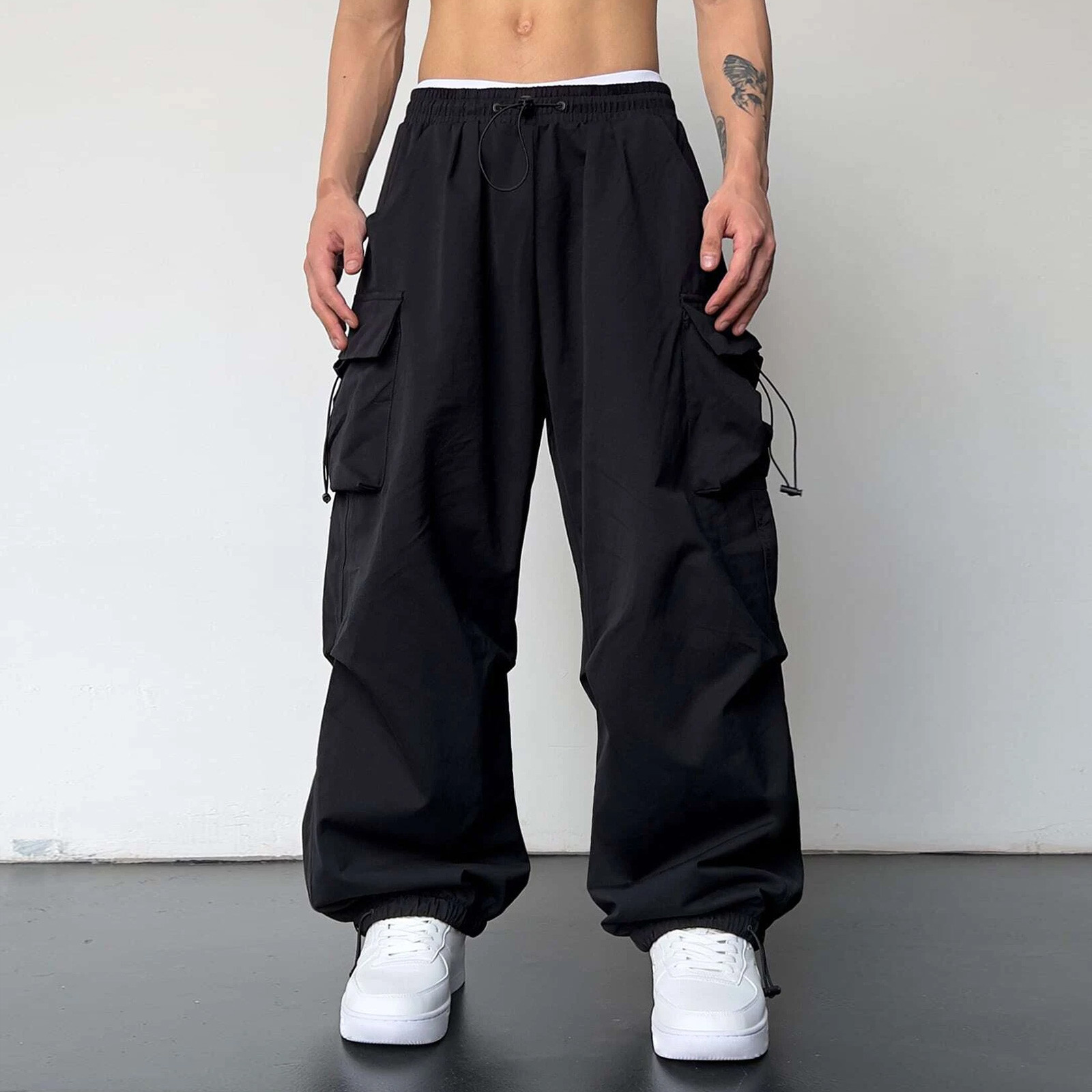Oversized Cargo Parachute Pants Men Streetwear Vintage Y2k Hip Hop Wide Leg Joggers Baggy Casual Sweatpants Cargo Pants